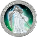 Germania FROZEN AURORA RHODIUM Glow in the Dark 5 Mark 2019 Silver Coin Rhodium plated 1 oz